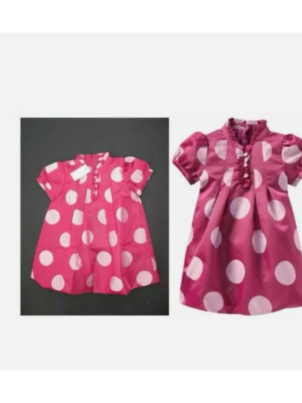 Gap baby pink satin polka dot bubble dress 0-3 months